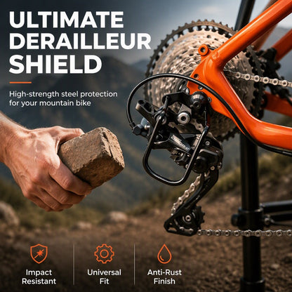 🚲 Bike Derailleur Guard: Solid Steel Shield, Impact Deflection, for Mountain Bike Rear Gears
