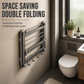 🛁 Double Folding Towel Rack: Vacuum Suction, No Drilling, Space Aluminum, Rustproof, Space-Saving