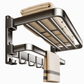 🛁 Double Folding Towel Rack: Vacuum Suction, No Drilling, Space Aluminum, Rustproof, Space-Saving