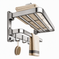 🛁 Double Folding Towel Rack: Vacuum Suction, No Drilling, Space Aluminum, Rustproof, Space-Saving