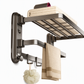 🛁 Double Folding Towel Rack: Vacuum Suction, No Drilling, Space Aluminum, Rustproof, Space-Saving