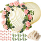 💛 Gold Metal Hoop Centerpiece: Pine Base, LED Lights, DIY Floral Decoration