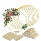 💛 Gold Metal Hoop Centerpiece: Pine Base, LED Lights, DIY Floral Decoration