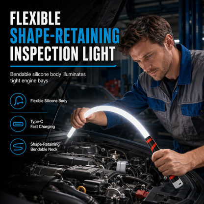 🔧 Flexible Bendable Work Light: 800 Lumens, Shape-Retaining, Cordless, for Auto Repair & Garage