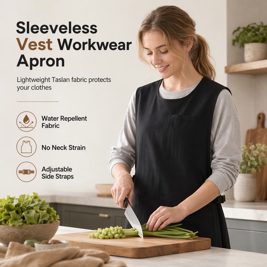 🧑🍳 Sleeveless Kitchen Vest Apron: Shoulder-Support, Utility Pockets, Adjustable Straps