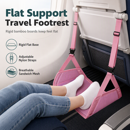 🦶 Flat Support Travel Footrest: Bamboo Base, Memory Foam, Breathable Mesh