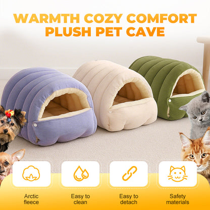 🐾 Plush Pet Cave Bed: Semi-Enclosed, Extra-Thick, Adjustable Privacy, for Warmth & Comfort