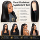 💇 Long Straight Synthetic Wig: Pre-Plucked Hairline, Middle Part, Heat-Resistant, Breathable Cap