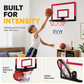 🏀 Indoor Basketball Hoop: No-Drill Adhesive Mount, Foldable, Quiet, Shatterproof Backboard