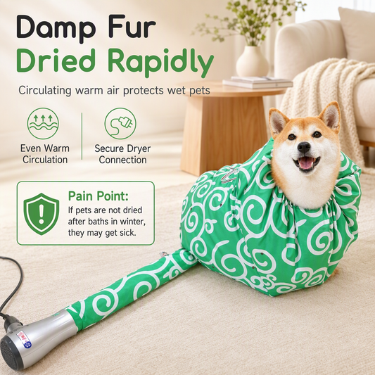 🐕 Pet Drying Bag: Rapid Warm Air Drying, Hands-Free, Prevents Chills, for Dogs & Cats