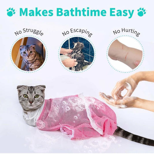🐱 LIMITED-TIME 50% OFF! 🧼 Multi-functional Pet Grooming Bath Bag – Anti-scratch, Soft Mesh, Multi-scene ✨