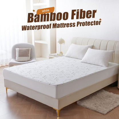 🛏️ Bamboo Fiber Waterproof Mattress Protector: 360° Fitted, TPU, Breathable, Machine Washable