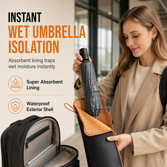 ☔ Waterproof Umbrella Storage Bag: Absorbent Chenille, Double Duty Wipe, Oxford Cloth, Portable