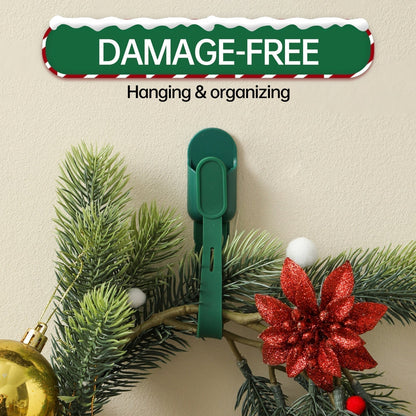 🎄 Silicone Christmas Wreath Ties & Traceless Hooks: Flexible, No-Drill, Multipurpose