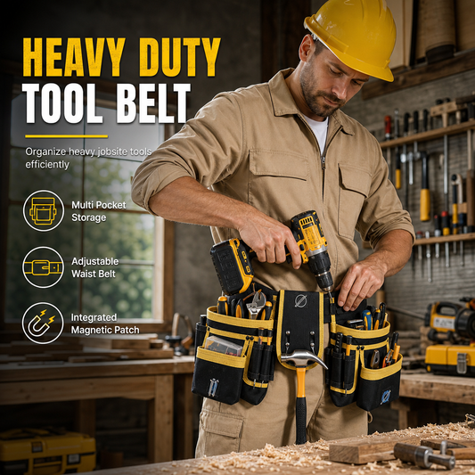 🔧 Heavy-Duty Tool Belt: Magnetic Grip, Reinforced Rivets, Quick Release Buckle, Multi-Pocket