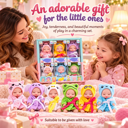 🍼 Mini Baby Dolls in Animal Outfits: 6 Styles, Sleeping Design, Portable, Gift-Ready