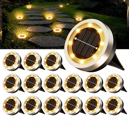 ☀️ Solar Garden Ground Lights: 4-Pack, 8 LED, Stainless Steel, Auto On/Off