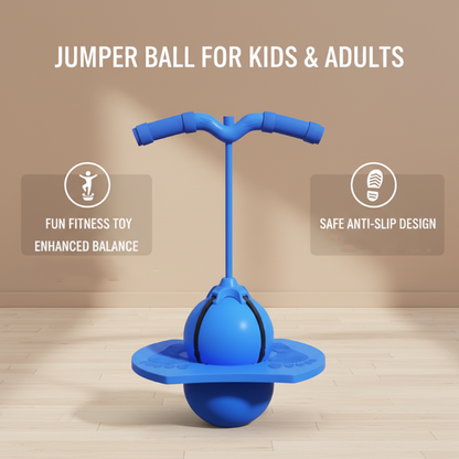 🏀 2-in-1 Pogo Jumper Ball: Handlebar & Ropeless Modes, Anti-Slip Footboard, for Kids & Adults