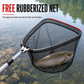 🎣 Telescopic Landing Net: Foldable Aluminium Handle, Rubberised Mesh, Heavy Catch Support