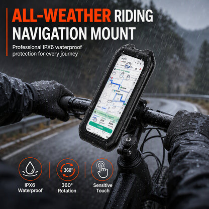 🚲 Waterproof Bike Phone Holder: IPX6, Touch Window, 360° Rotation, Handlebar & Mirror Mount