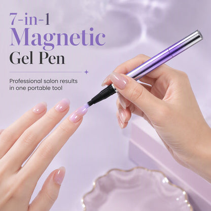 💅 7-in-1 Magnetic Gel Pen: Cat Eye Shimmer, Rotary Flow, 30-Day Wear, Portable Manicure