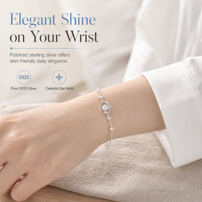 💫 S925 Silver Planet Bracelet: Rhinestone Inlay, Celestial Design, Elegant Shine, for Women