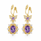 💜 Lavender Butterfly Jewelry Set: Purple Zircon, Prong-Set, Adjustable Ring