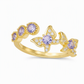 💜 Lavender Butterfly Jewelry Set: Purple Zircon, Prong-Set, Adjustable Ring