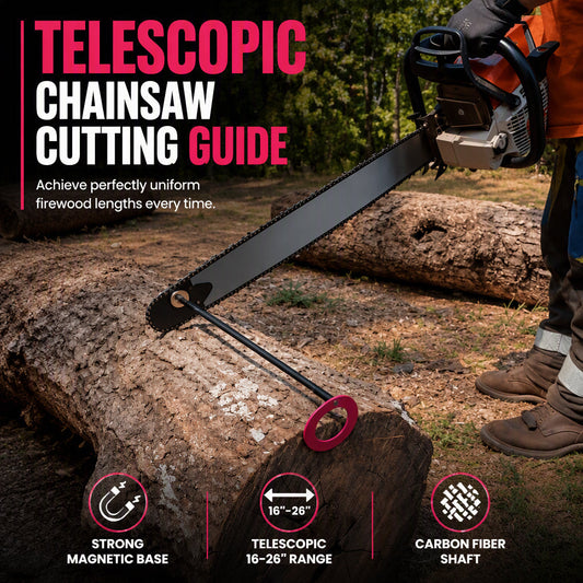 🔧 Chainsaw Cutting Guide: Telescopic Carbon Fiber, Magnetic Mount, Consistent Firewood Sizing