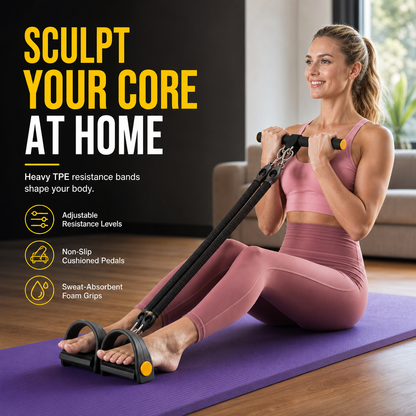✨ Portable Pedal Resistance Trainer: Adjustable Tubes, Core Sculpting, Home Workout, Compact