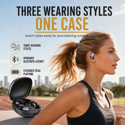 🎧 3-in-1 Bluetooth Earbuds: Sports Clip & Sleep Buds, Stable Fit, Comfortable, Long Battery