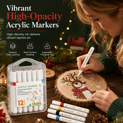 🎨 Acrylic Markers: High-Opacity, Water-Based, No Bleed, Multi-Surface, 12-80 Colors