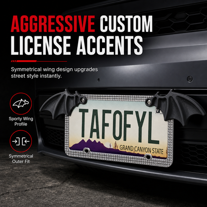 🦇 License Plate Bat Wings: Matte Finish, Sporty Wing Profile, All-Weather Polymer, No Adhesive