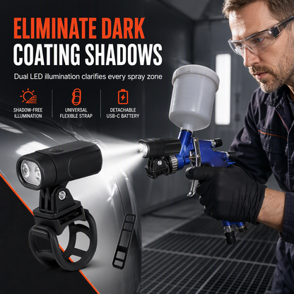 🔦 Spray Gun Light: Dual High-Intensity LEDs, Detachable USB-C Battery, for Paint & Coating