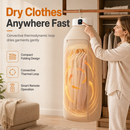 👕 Foldable Clothes Dryer: 3D Warm Air, Smart Remote Control, Gentle Dry, Space-Saving