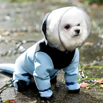 🐕 Full Wrap Pet Raincoat: Waterproof, Windproof, with Mask, Paw & Tail Coverage, Easy Wear