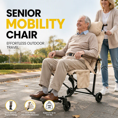 🦽 Ultra-Light 6.5kg Senior Mobility Chair: Foldable, Smooth Wheels, Comfort Seat