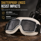 🏍️ Retro Motorcycle Goggles: Shatterproof Lenses, Soft Faux Leather Padding, Wind & Dust Protection, Vintage Chrome Frame