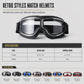 🏍️ Retro Motorcycle Goggles: Shatterproof Lenses, Soft Faux Leather Padding, Wind & Dust Protection, Vintage Chrome Frame