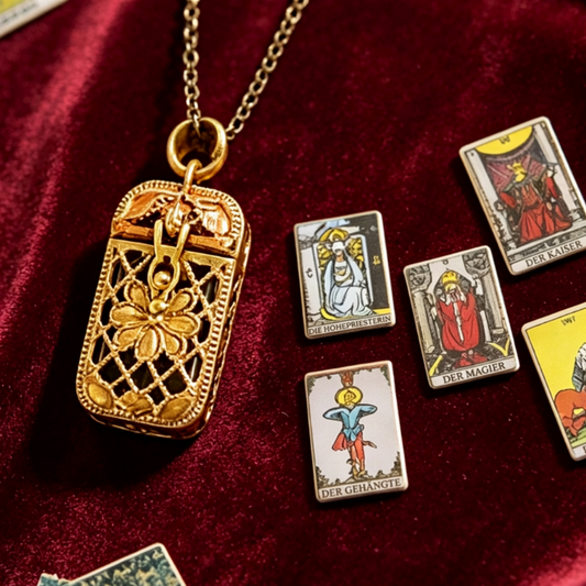 🔮 Tarot Medallion Necklace: 22 Mini Cards, Antique Bronze, Portable, Spiritual Gift