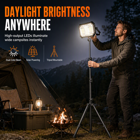 ☀️ Solar Camping Light: Dual-Color LEDs, Magnetic Mount, IP66 Waterproof, for Outdoor & Emergency