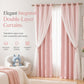 🪟 Double Layer Curtain: Blackout, Sheer Tulle & Solid Weave, Rod Sliding, 4 Sizes