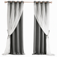 🪟 Double Layer Curtain: Blackout, Sheer Tulle & Solid Weave, Rod Sliding, 4 Sizes