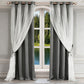 🪟 Double Layer Curtain: Blackout, Sheer Tulle & Solid Weave, Rod Sliding, 4 Sizes
