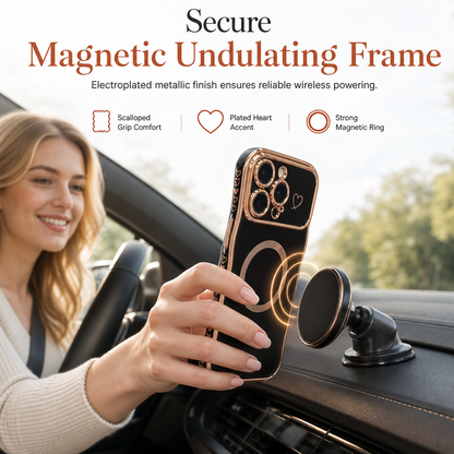 📱 Magnetic Phone Case: Scalloped Borders, Electroplated Trim, Lens Shield, Non-Slip
