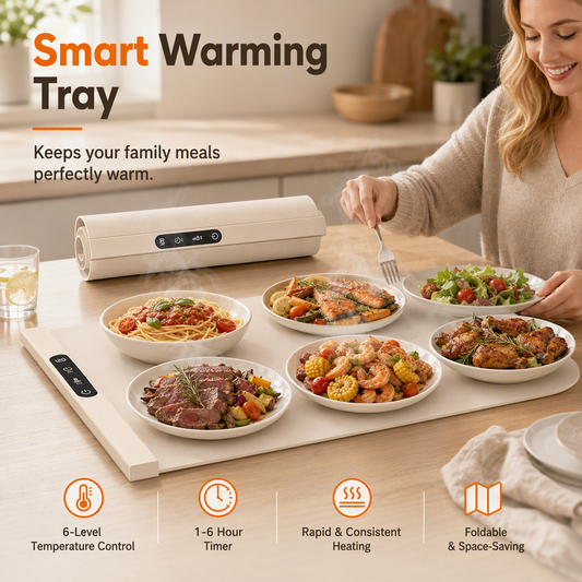 🔥 Silicone Food Warming Board: Rollable, 6-Level Heat, Rapid Whole-Surface Warming, Space-Saving