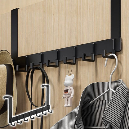 🚪 No-Drill Over-Door Hook Rack: Sturdy, Silent, Space-Saving, for Coats, Bags & Towels