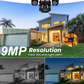 📹 Solar Security Camera: 3-Lens, 9MP Color Night Vision, PIR Human Detection, Two-Way Audio
