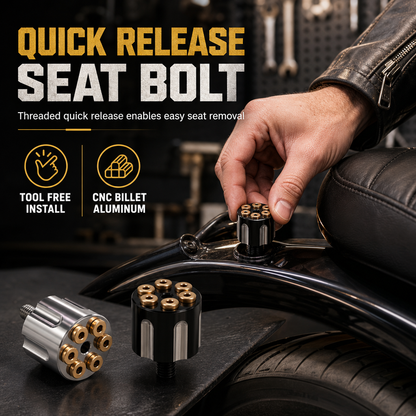 🏍️ CNC Quick Release Seat Bolt: Billet Aluminum, Toolless, Anodized, for Harley