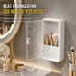 🛁 Wall-Mounted Bathroom Organizer: No-Drill, Glacier Texture, Drainage Slots, Makeup Storage